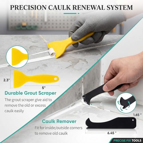 Tsekouri 25-Piece Professional Caulking Gun Kit | Complete Sealant Tool Set with Silicone Gun, Finishing Tools, Removal Set & Accessories | Bathroom, Shower, Kitchen, Window & Floor Sealing