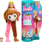Barbie Dolls and Accessories, Cutie Reveal Doll with Monkey Plush Costume & 10 Surprises Including Color Change, Jungle Series