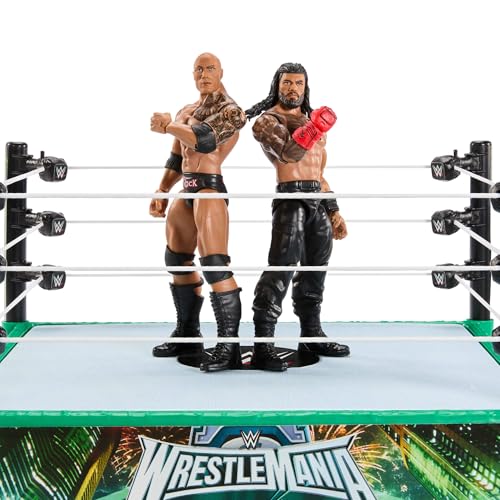 Mattel WWE Bloodline Rules Playset with Ring & 2 Action Figures, Includes The Rock & Roman Reigns 6-inch Superstar Collectibles, JDB55