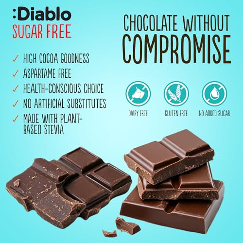 Diablo No Added Sugar Dark Chocolate Bar – Maltitol Sweetened, Low Carb & Gluten-Free Treat, Ideal Snack for All – Celebrate Any Occasion, Birthdays, Valentine’s, Anniversary – 85g, 4 Packs