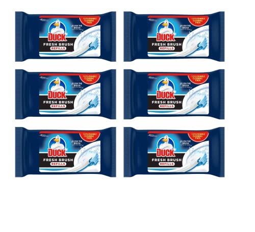 6X Duck Fresh Brush Refills (6 Packs, 72 Flushable Cleaning Pads)- Biodegradable- Duck Toilet Bowl Cleaner