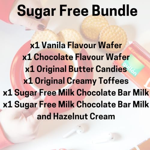 Alimos Sugar Free Biscuits & Sweets Gift Pack – 6 Pack – Diabetic Friendly Shortbread, Chocolate & Vanilla Wafers & Sugar Free Milk Chocolate Bars