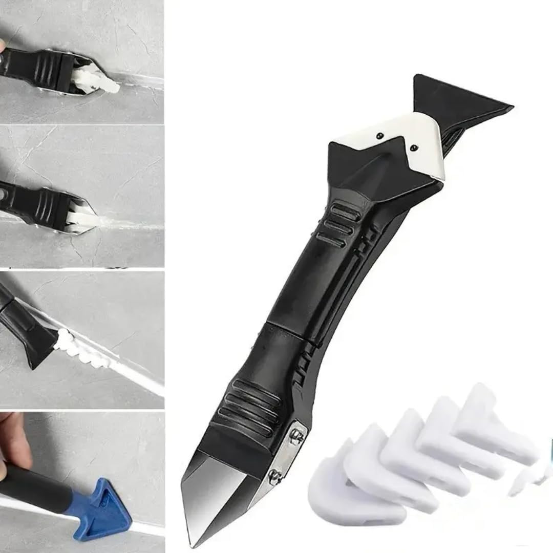Sealant Application Bundle To Work With UniBond Anti-Mould Kitchen & Bathroom Sealant Includes Silicone Finishing Tool (3-in-1), Smoothing Kit & Precision Caulking Gun