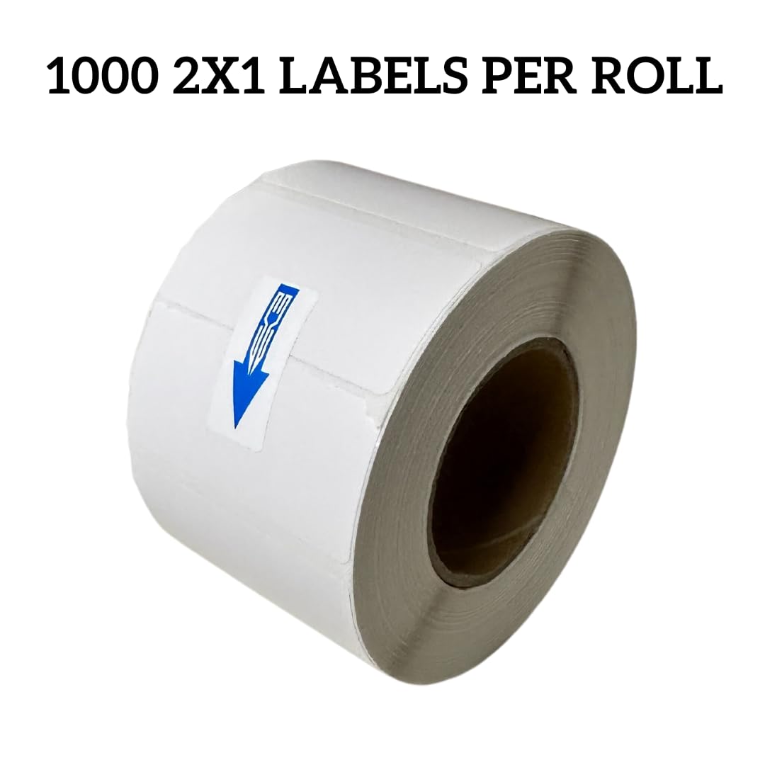 Alimos - 50mm x 25mm (2 in x 1 in) Multipurpose & Barcode Thermal Labels, 1000 Perforated per Roll, Compatible With Zebra & More Printers [6 Roll/6000 Labels]