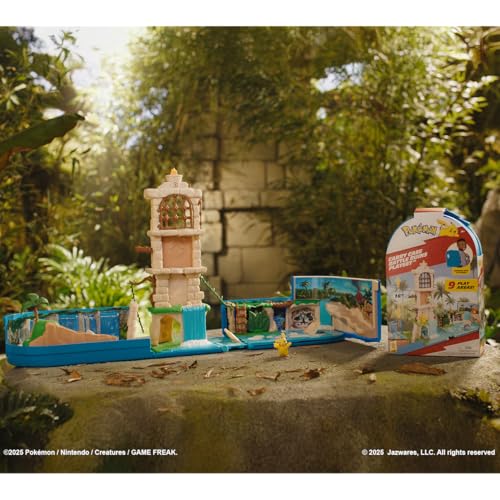 Pokémon Carry Case Battle Ruins Playset - Portable Transforming Backpack Playset with Action Features and 2-inch Pikachu Battle Figure