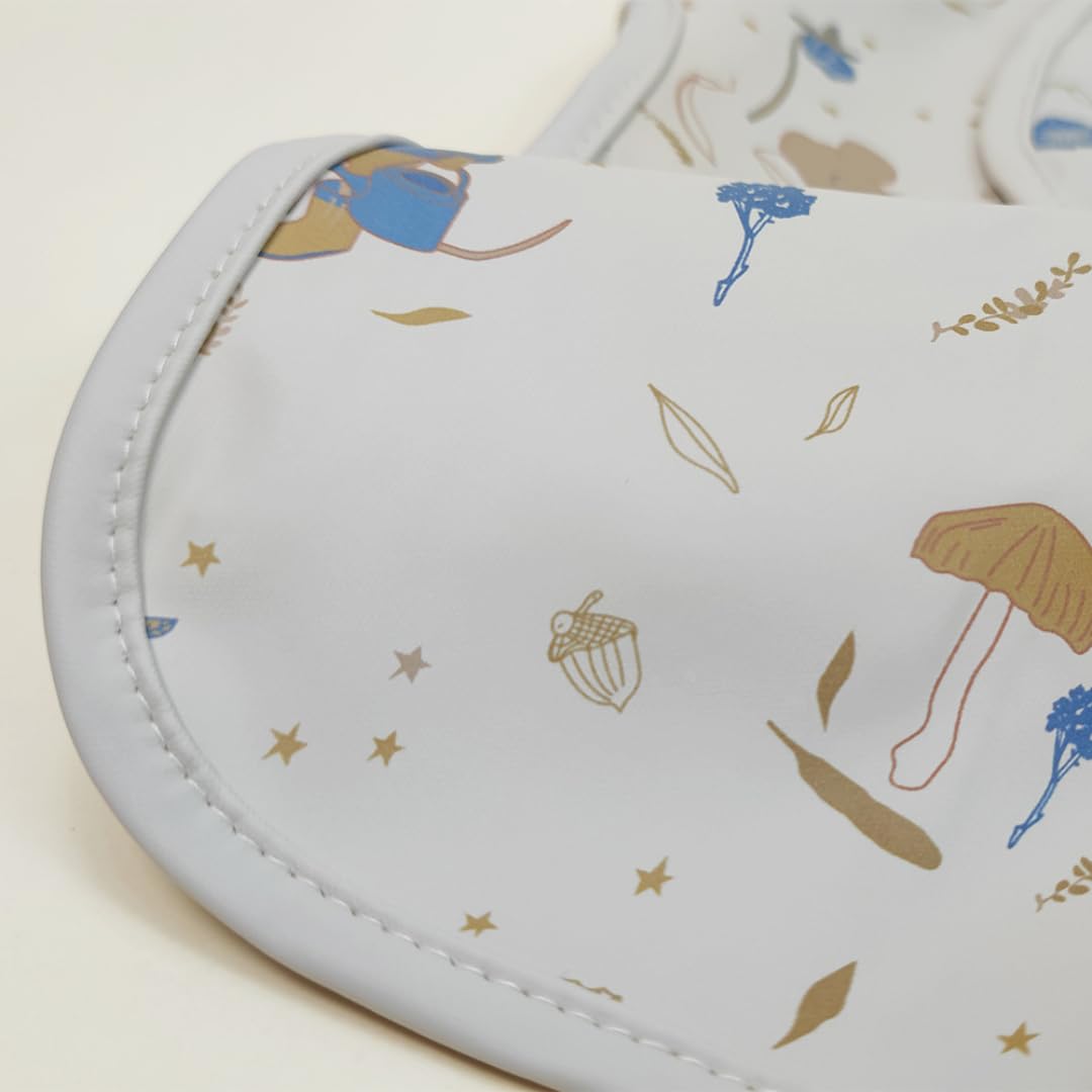 Alimos Long Sleeved Baby Bib 12-36 Months - Reversible Front Pocket for Baby Led Weaning - Waterproof & Easy to Clean - Ideal for Messy Mealtime - Cute & Practical Baby Feeding Bib (Mouse.)