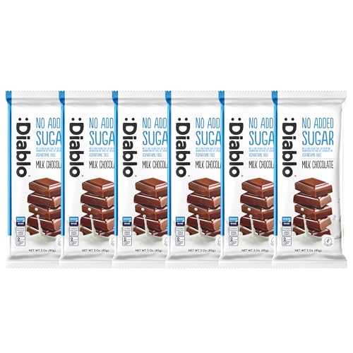 Diablo No Added Sugar Milk Chocolate Bar – Maltitol Sweetened, Low Carb & Gluten-Free Treat, Ideal Snack for All – Celebrate Any Occasion, Birthdays, Valentine’s, Anniversary – 85g, 6 Packs