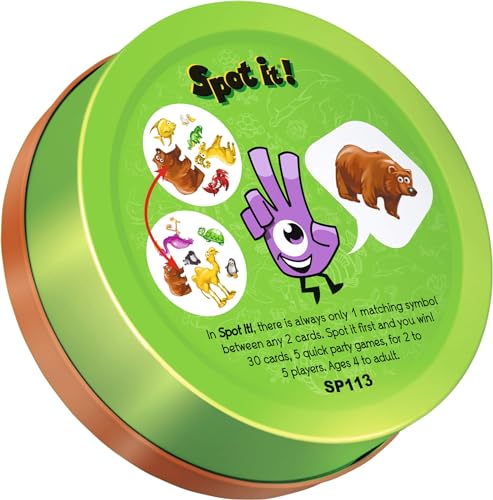 Asmodee | Dobble Animals | Fun Family Card Game | Fast-Paced Observation Game | 15 Min Playtime | 2-8 Players | Ages 6 and up | Tin Box & 55 Cards