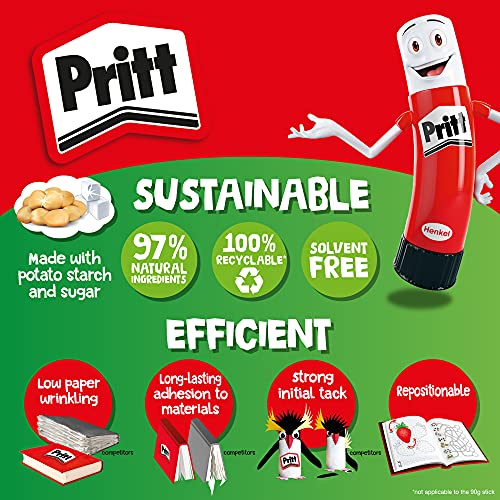 Pritt Glue Stick, (Pack of 5 x 43g) Safe & Child-Friendly Craft Glue for Arts & Crafts Activities, Strong-Hold adhesive for School & Office Supplies, Pritt Stick