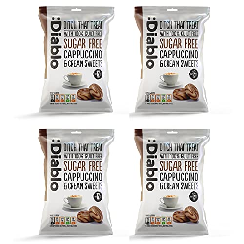 Diablo Sugar-Free Candy Cappuccino and Cream Sweets, Healthy Sweets Sweetened with Maltitol, Sugar-Free Treats for All Occasions, Ideal for Gift Boxes, Mother’s Day & Father’s Day – 75g, Pack of 4
