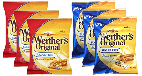 Werthers Sugar Free 3 of Each Toffees and Candies 80g Bags