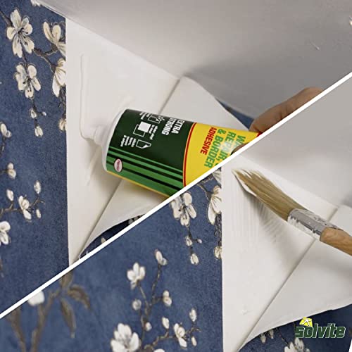 Solvite SLV1574677 Overlap & Border Adhesive Tube – Ready-to-Use Wallpaper Border & Seam Glue, Extra Strong Edge Bonding Adhesive, Precision Applicator Tube for Repairs & Finishing