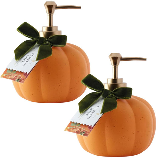 Alimos Pumpkin Spice Hand Wash 500ml 2 Pack Pumpkin Dispenser Autumn Seasonal Scent Moisturising Hand Soap with Warm & Cozy Fragrance