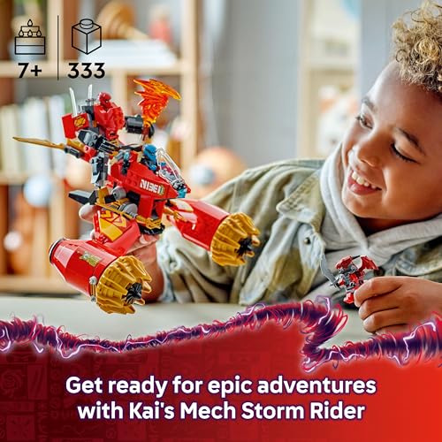 LEGO NINJAGO Kai’s Mech Storm Rider - Ninja Toy with a Flying Motorbike, Action Figure & 3 Minifigures - Birthday Gift Idea for 7 Plus Year Old Boys, Girls and Dragons Rising Fans 71830