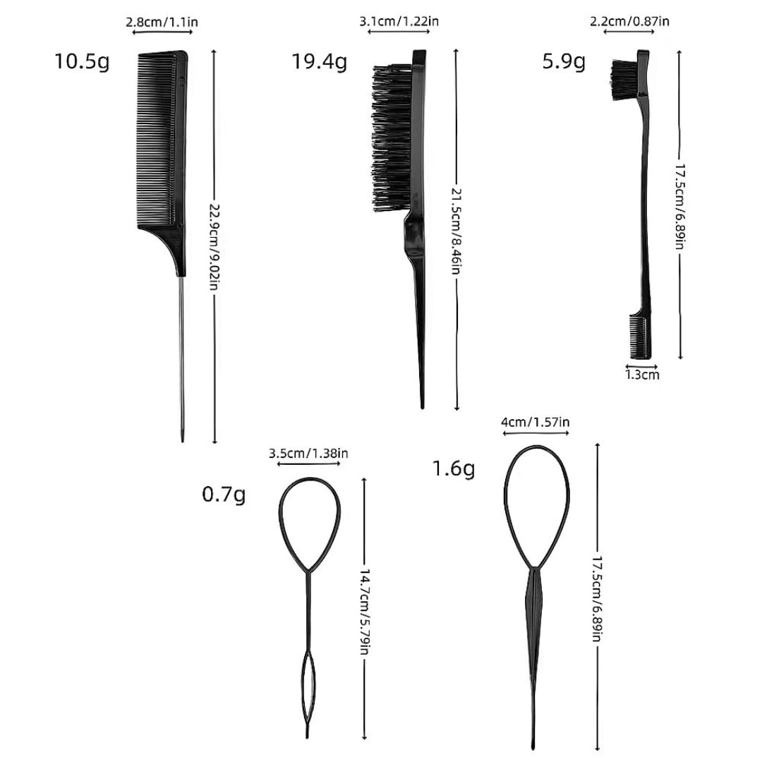 Strong Hold Olive Oil Hair Gel & Slick Back Brush Set with 1000 Clear Hair Elastics & Elastic Remover – Moisturising Curl Gel for Natural, Sleek & Wet Look Styles – Flake-Free for Women, Men & Kids