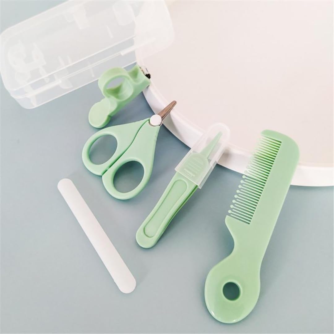 Alimos Newborn Baby Grooming & Healthcare Bundle with Nasal Aspirator & Hygiene Filters , Nose, Ear Picker,Nail Clippers,Cradle Cap Brush ,Gas and Colic Reliever ,Medicine Dispenser & Bath Thermometer
