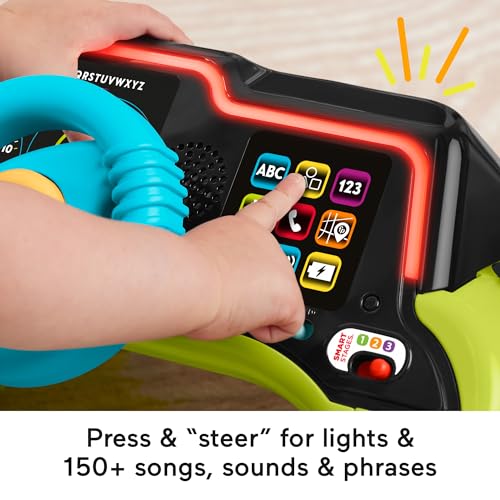 Fisher-Price Baby & Toddler Learning Toy Laugh & Learn Sit & Steer Driver Car Activity Center with Smart Stages for Ages 6+ Months, HTW88