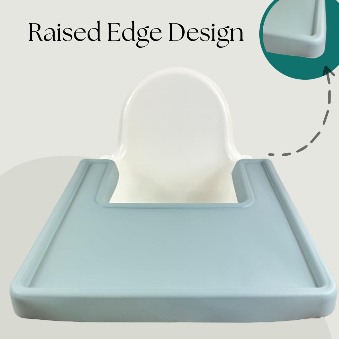 Alimos High Chair Baby Mat Tray Made For IKEA ANTILOP BPA Free Accessories Full Cover Silicone Placemat Dishwasher Safe (Ether)