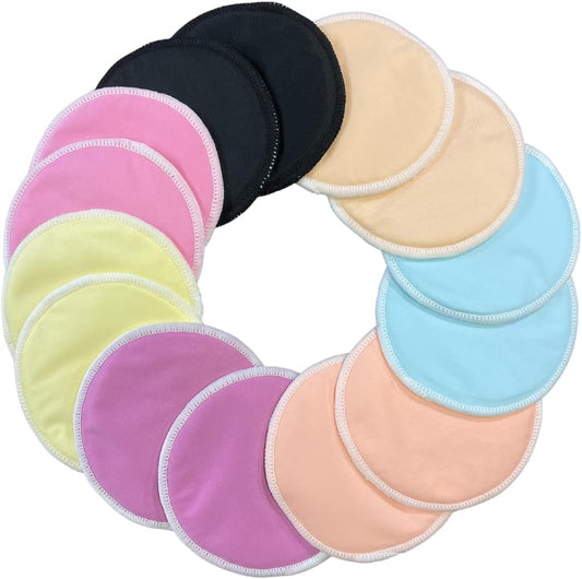 Alimos Nursing Breast Pads Round Shape for Breastfeeding 4 Layers Size 12cm 14pcs Washable & Reusable