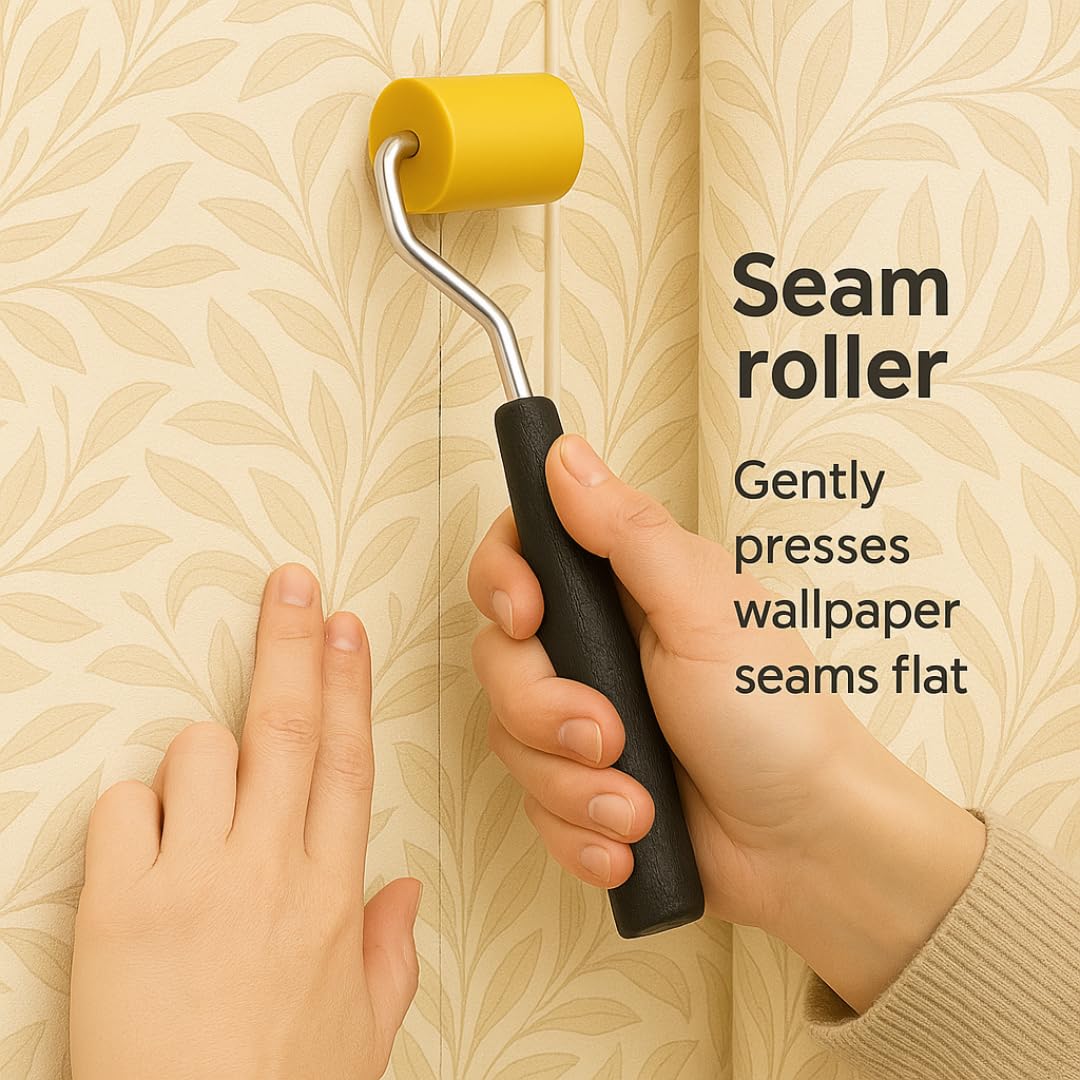 Tsekouri Wallpaper Paste Kit - Set Includes 8 Piece Wallpaper Kit Containing Wallpaper Paste Brush and Smoother, Wallpaper Seam Roller, Wall Paper Scraper Tool & Measuring Tape