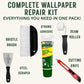 Solvite Wallpaper Repair Kit: Overlap & Border Adhesive (240g) with Tsekouri Roller & Bristle Brush for Seamless Wall Covering, Easy DIY Glue & Tools