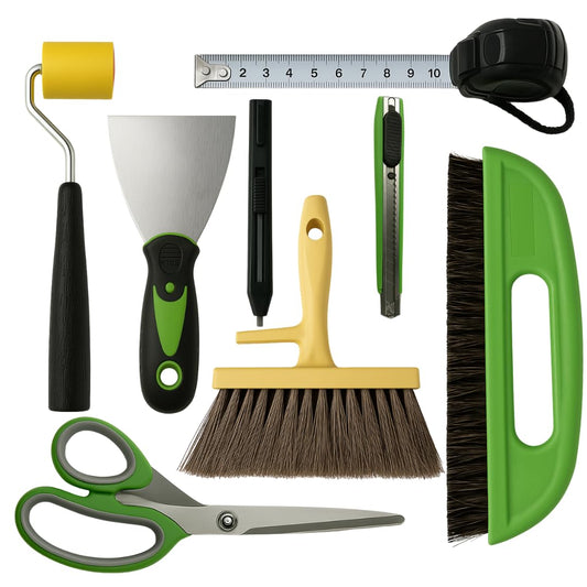 Tsekouri Wallpaper Paste Kit - Set Includes 8 Piece Wallpaper Kit Containing Wallpaper Paste Brush and Smoother, Wallpaper Seam Roller, Wall Paper Scraper Tool & Measuring Tape
