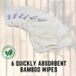 Alimos Bamboo Baby Wipes & Makeup Remover Reusable, Washable, Super Soft, Absorbent Pack of 6 Size Naturally Anti-Bacterial 15x15 cm