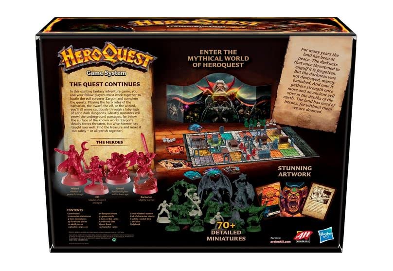 Avalon Hill HeroQuest Game System, Fantasy Miniature Dungeon Crawler Tabletop Adventure Game, Ages 14 And Up 2-5 Players