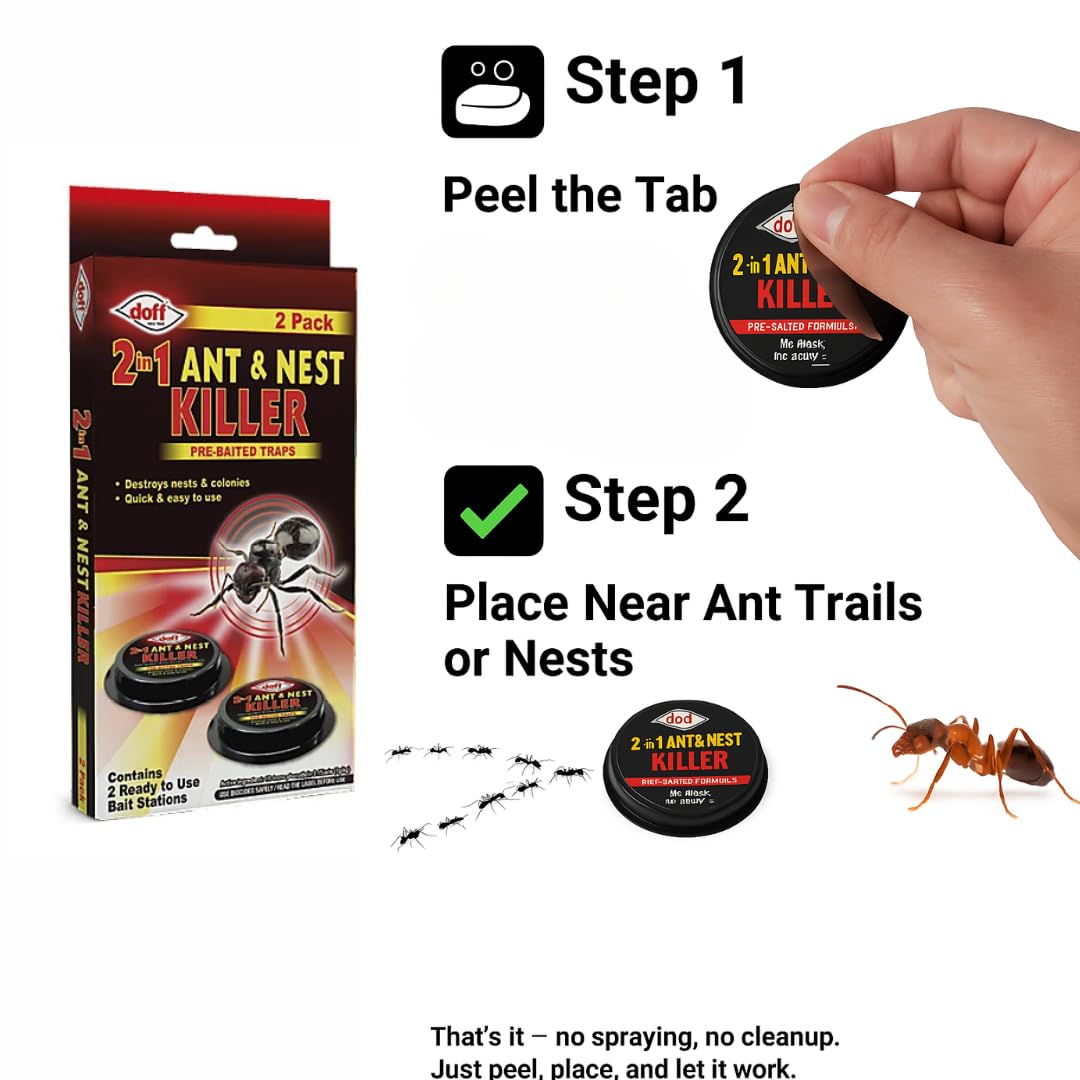 Doff Ant Control Bundle – Small Insect Killer Powder 200g & 2-in-1 Nest Killer – Fast Acting Indoor & Outdoor Insect Treatment