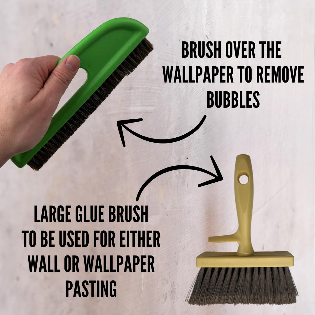 Tsekouri Wallpaper Paste Kit - Set Includes 8 Piece Wallpaper Kit Containing Wallpaper Paste Brush and Smoother, Wallpaper Seam Roller, Wall Paper Scraper Tool & Measuring Tape