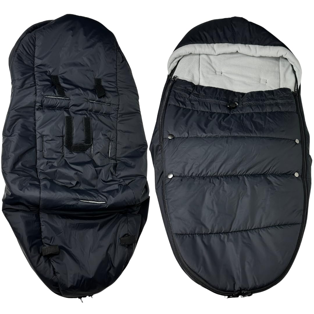 Alimos Pram Footmuff - Cosy Toes Fit Toddler for Stroller & Buggy Warm and Soft Polar Fleece Lined Foot Muff Waterproof (Black)
