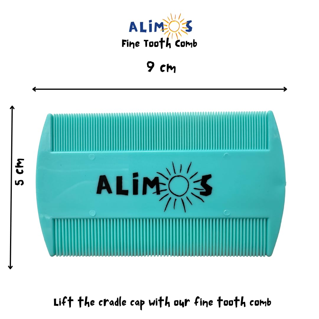 Alimos Baby Bath Silicone Brush & Fine Tooth Comb Bundled With Dentinox Cradle Cap Treatment Shampoo 125 milliliters, Bamboo Wash Cloths (3 Pack) and Bath Thermometer