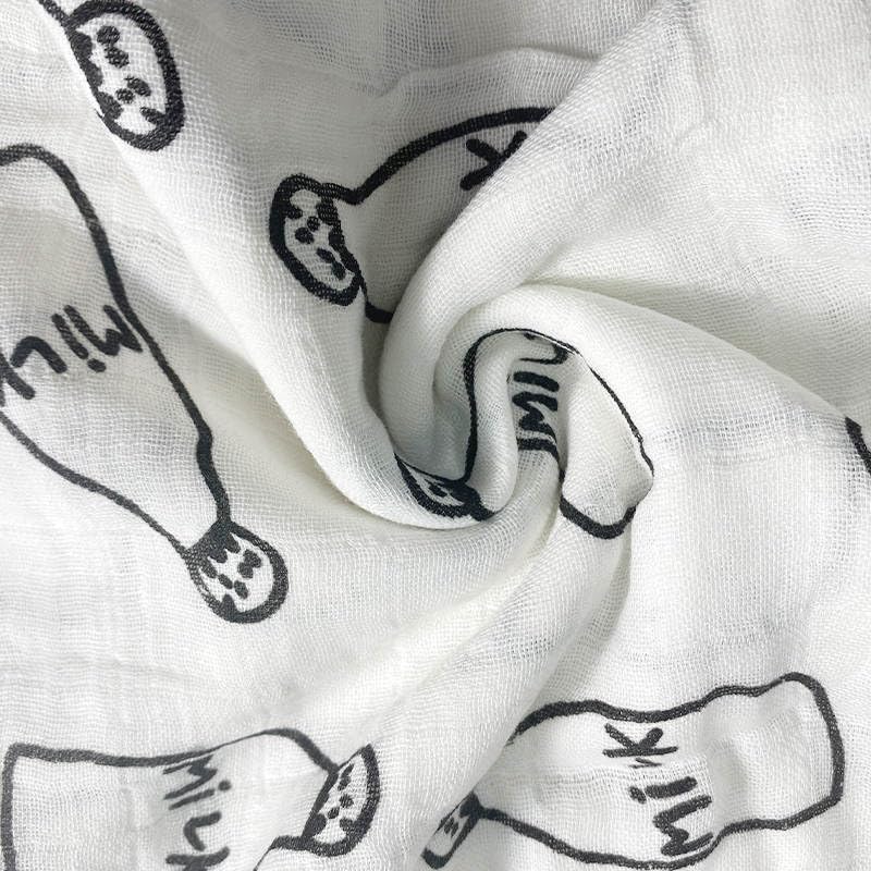 Alimos Organic Bamboo and Cotton Muslin Cloths - Soft and Gentle Baby Swaddle Blankets - Multi-Purpose Burp Cloths and Nursing Covers (120_x_120_cm, Black & White)