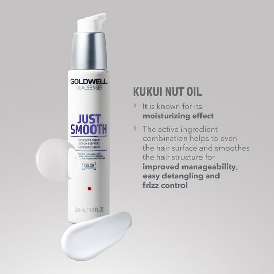 Goldwell Dualsenses Just Smooth 6 Effects Serum, For Unruly & Frizzy Hair, Anti-Frizz & Humidity Control, 100ml