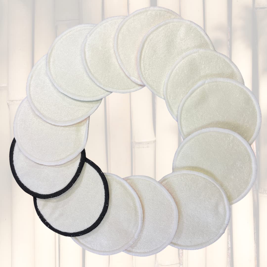 Alimos Organic Bamboo Nursing Pads, Pack of 14 Reusable Washable Nursing Breast Pads, Ultra-Absorbent Breastfeeding Nipple Pads with 4 Layers Protection, Extra Leak Proof Nursing Essentials UK Brand