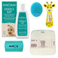 Alimos Baby Bath Silicone Brush & Fine Tooth Comb Bundled With Dentinox Cradle Cap Treatment Shampoo 125 milliliters, Bamboo Wash Cloths (3 Pack) and Bath Thermometer