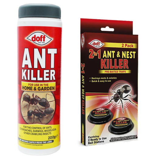 Doff Ant Control Bundle – Small Insect Killer Powder 200g & 2-in-1 Nest Killer – Fast Acting Indoor & Outdoor Insect Treatment
