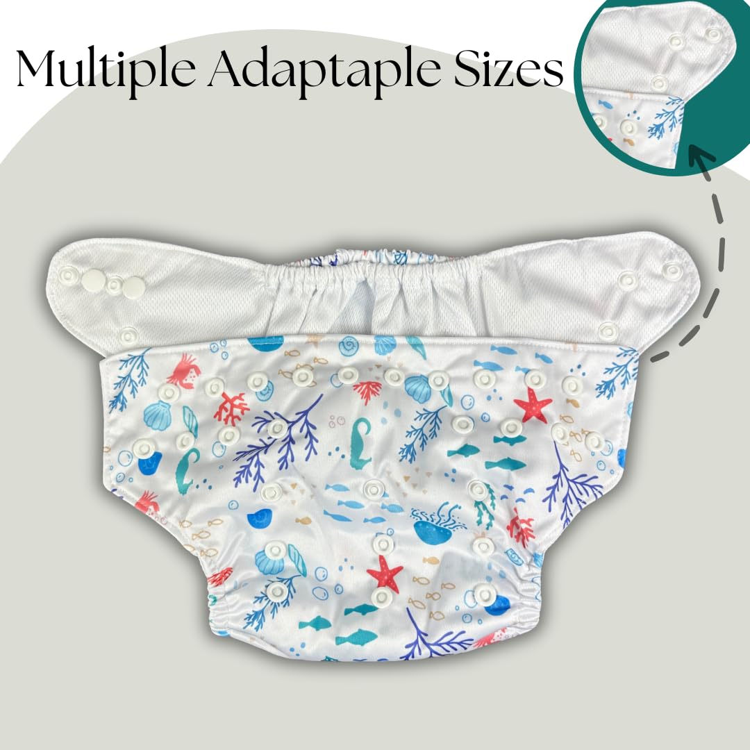 Alimos Swim Nappy and Waterproof Bag Washable Reusable for Happy Baby (0-3 Years) UK Brand (Sea)