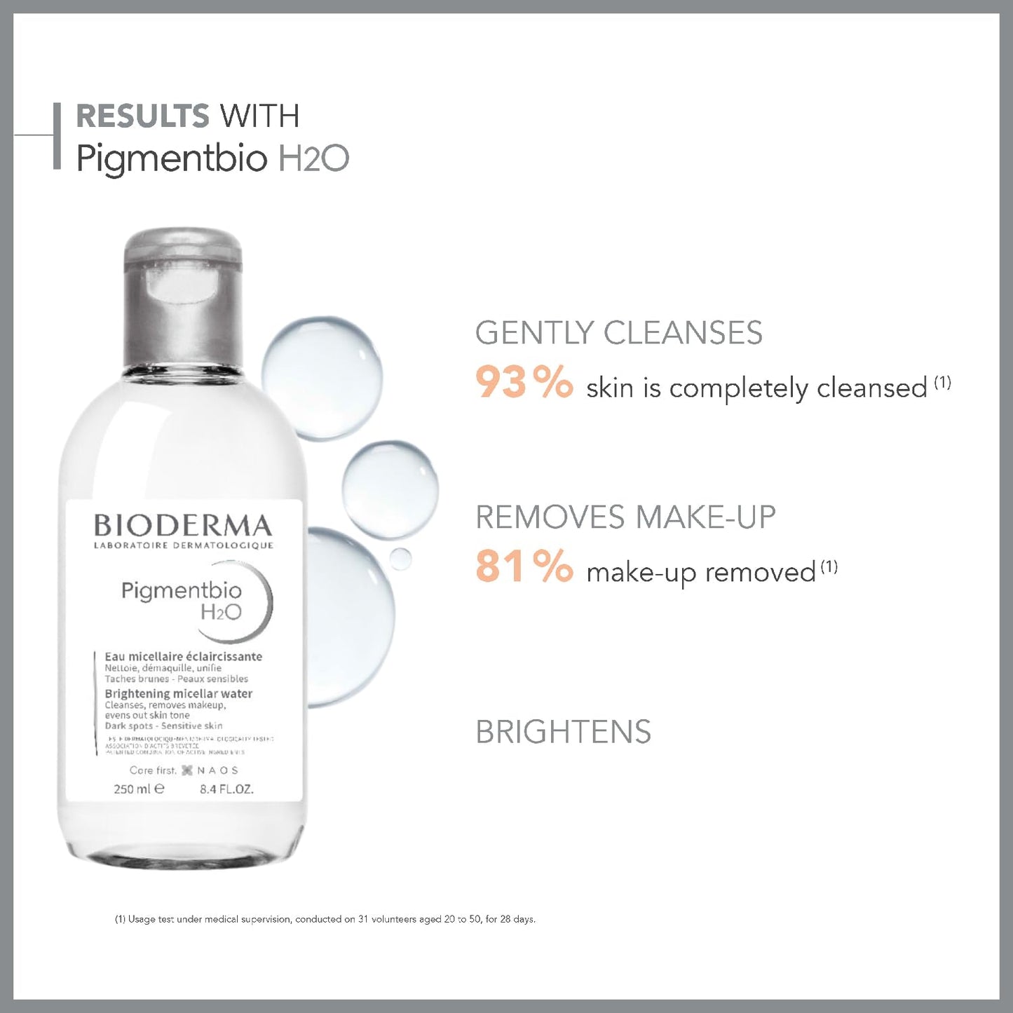 Bioderma Pigmentbio H2O Micellar Water - Anti-Dark Spot Brightening Cleanser Formulated for Skin with Hyperpigmentation, Gentle Make Up Remover, 250ml