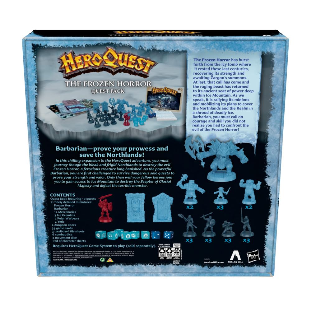Avalon Hill HeroQuest The Frozen Horror Quest Pack for Ages 14 and Up, Requires Hero Quest Game System to Play, 64 x 267 x 267 Millimeters