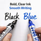 Alimos Whiteboard Marker Set, 20 Pens, 3mm Round Tips, Refillable, High Performance Ink, Writes on Glass & Whiteboards (Black and Blue)