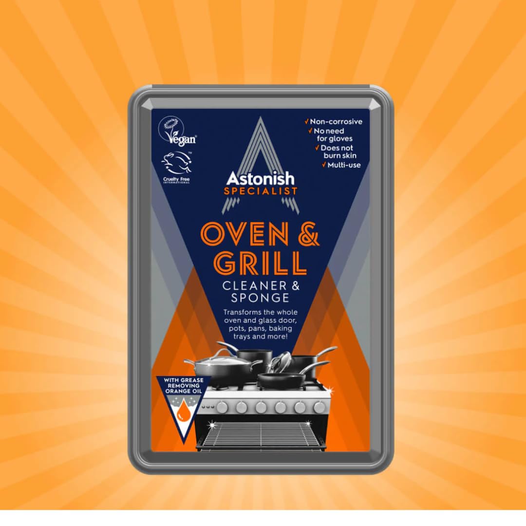 Alimos Oven Cleaning Kit – Oven & Grill Cleaner, Cookware Cleaner, 3 Microfibre Cloths, Non-Scratch Scraper, Cleaning Sponge, Extra Strong Rubber Gloves (M)