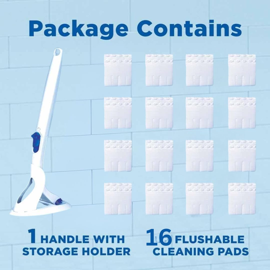 Toilet Duck & Duck Fresh Discs Cleaning Bundle – Toilet Duck Fresh Brush with Holder, Starter Kit, Extra Refill Pack (12 Pads), Duck Fresh Discs Blue Toilet Cleaner Starter And Medium Ruber Gloves