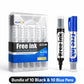 Alimos Whiteboard Marker Set, 20 Pens, 3mm Round Tips, Refillable, High Performance Ink, Writes on Glass & Whiteboards (Black and Blue)