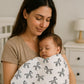 Alimos Organic Bamboo and Cotton Muslin Cloths - Soft and Gentle Baby Swaddle Blankets - Multi-Purpose Burp Cloths and Nursing Covers (120_x_120_cm, Black & White)