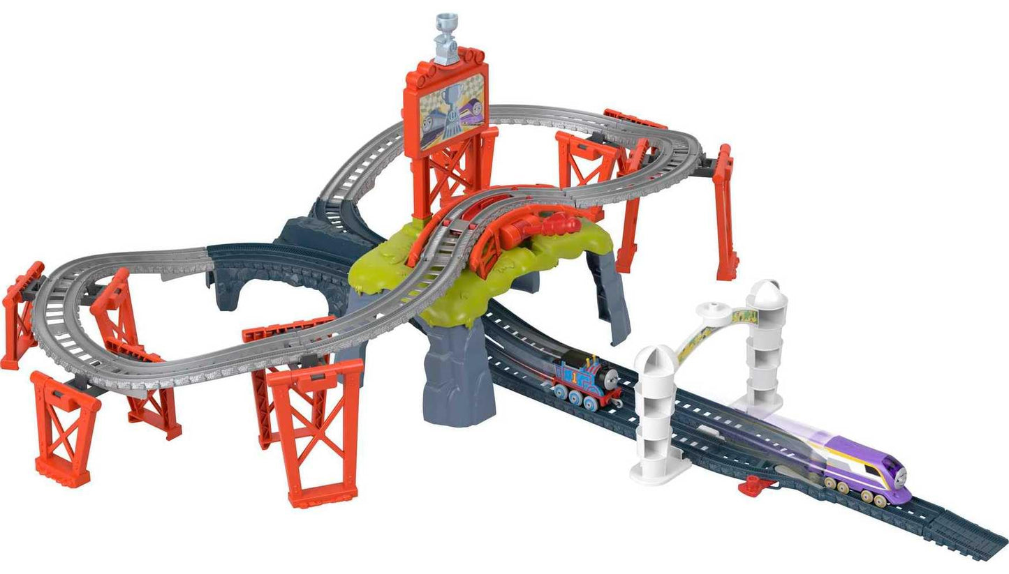 Thomas & Friends Diecast Toy Train Set Race for the Sodor Cup with Thomas & Kana Engines & Track for Preschool Kids Ages 3+ Years, HFW03