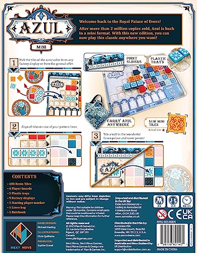 Plan B Games | Azul Mini | Tile Game | Ages 8+ | 2-4 Players | 30-45 Minutes Playing Time