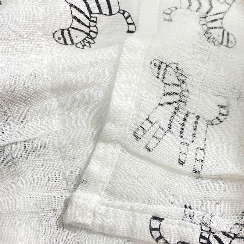 Alimos Organic Bamboo and Cotton Muslin Cloths - Soft and Gentle Baby Swaddle Blankets - Multi-Purpose Burp Cloths and Nursing Covers (120_x_120_cm, Black & White)
