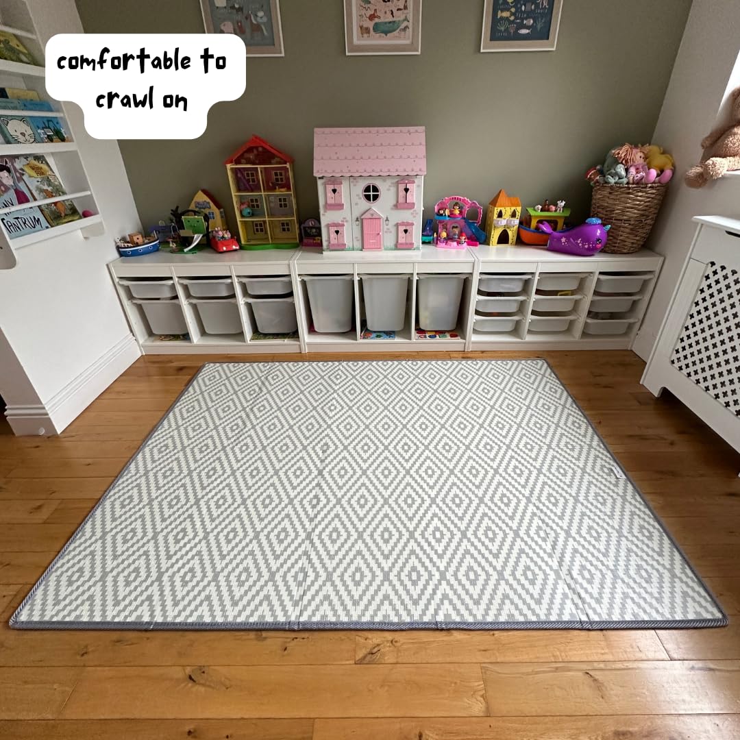 Alimos Baby Play Mat, Floor Foam Playmat for Babies, Foldable Matt For Tummy Time for Kids & Infants, Large Padded Waterproof Play Mat Baby for Crawling & Playing Wipeable 150x200x1cm