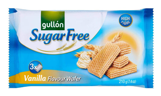 Gullon Sugar Free Vanilla Flavour Wafer Biscuits 6 x 210g Packs